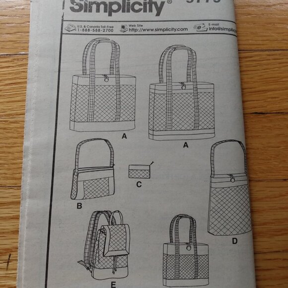 Vintage Bag Sewing Pattern Purse Backpack Tote Simplicity 9779 Carryall - Picture 11 of 11